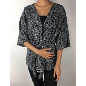 Skunkfunk France Green Fashion Sustainable Black and White Tie Front Kimono Jack